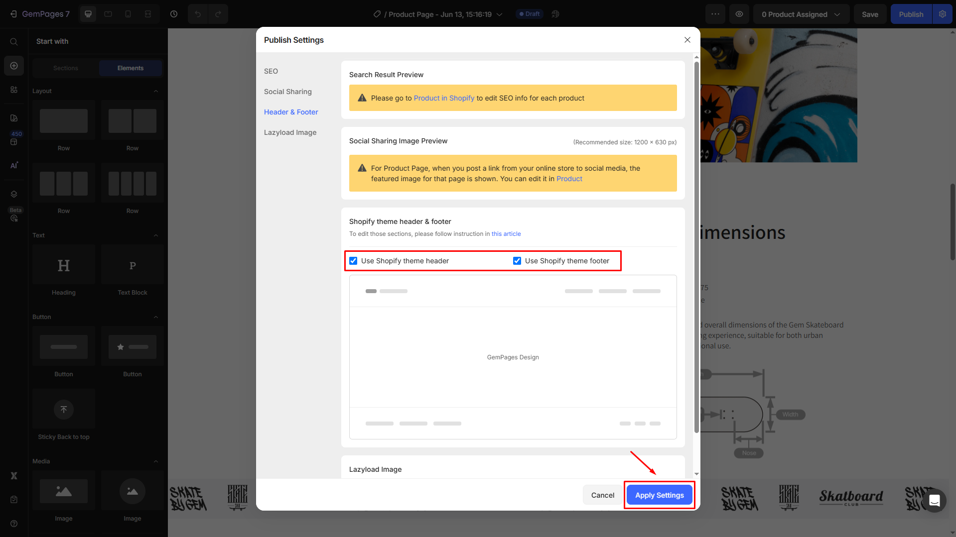 Toogle the Shopify Header