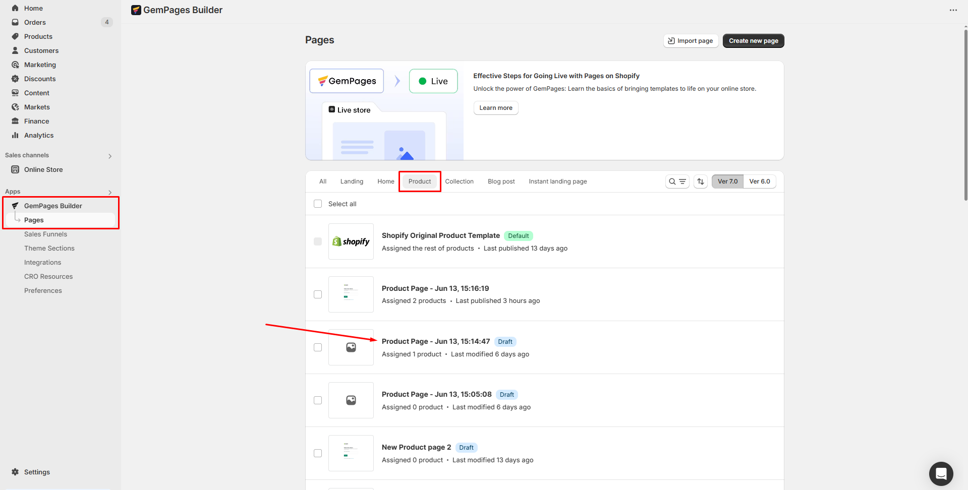Locate your product page