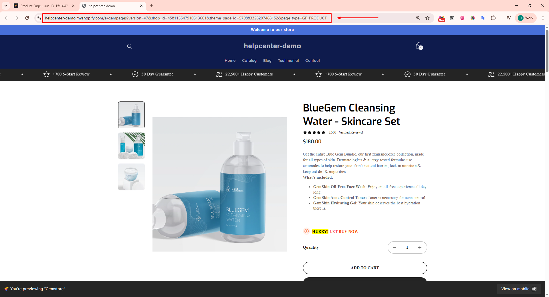 Copy the preview URL