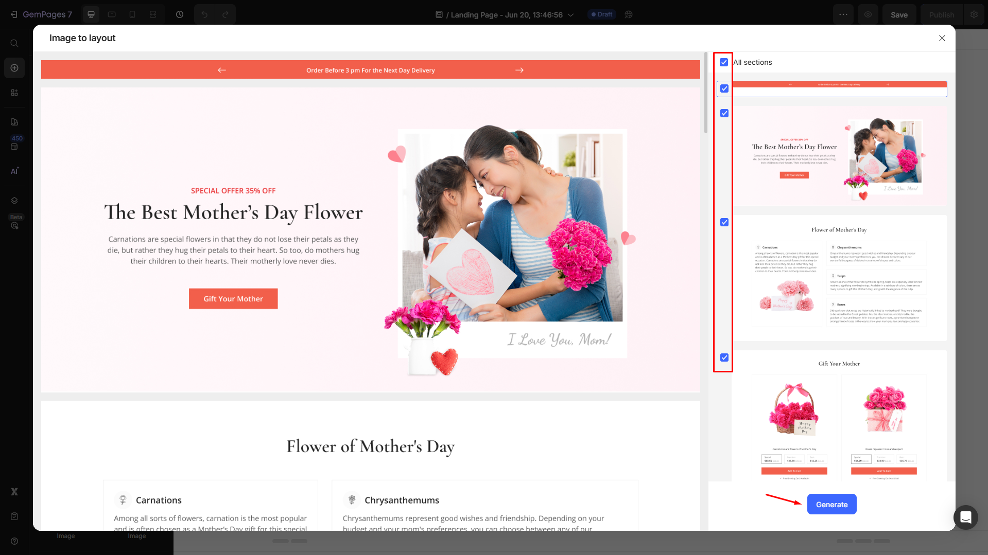 Click generate button