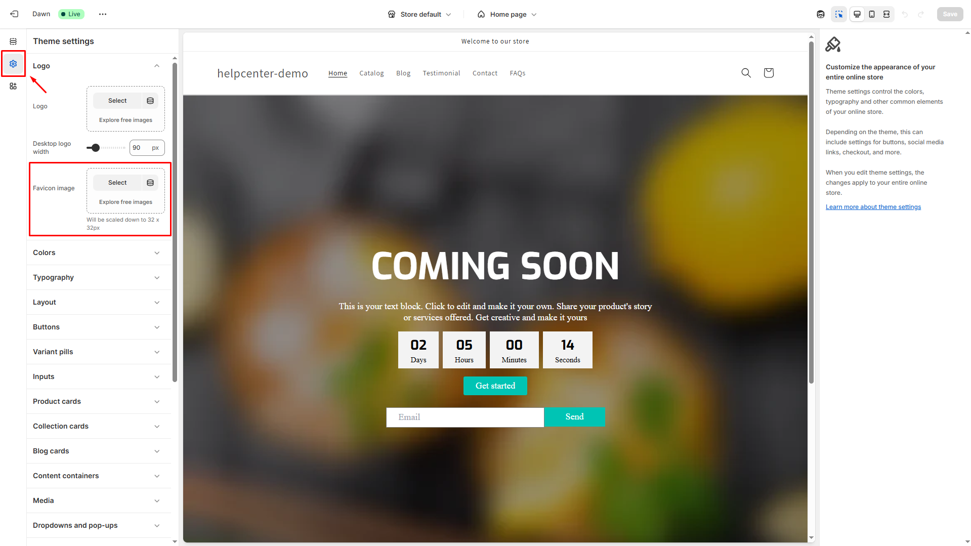 Select favicon image