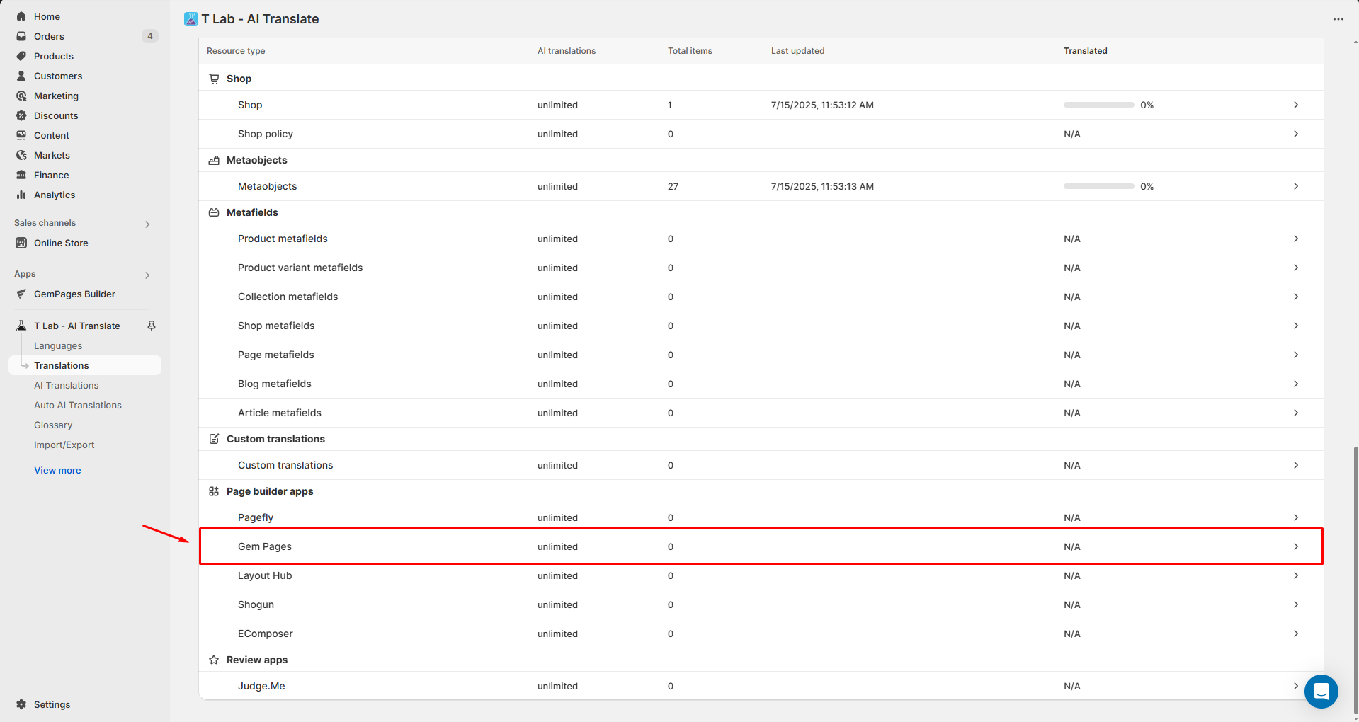 Translate GemPages pages