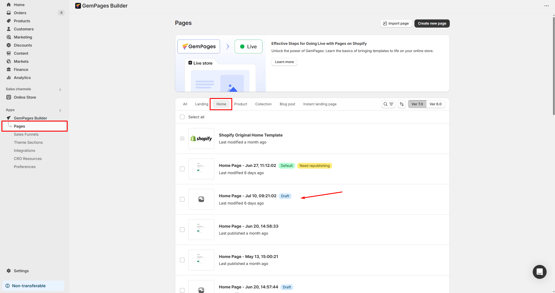 Locate to your homepage