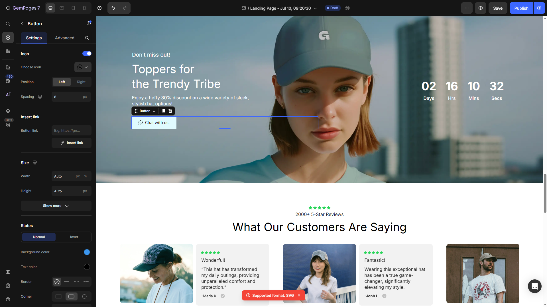 Added using button element