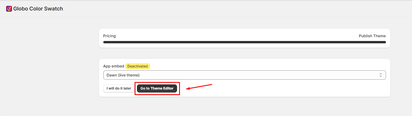 Go to Theme Editor
