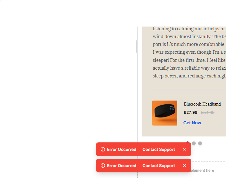Message "Error Occurred"
