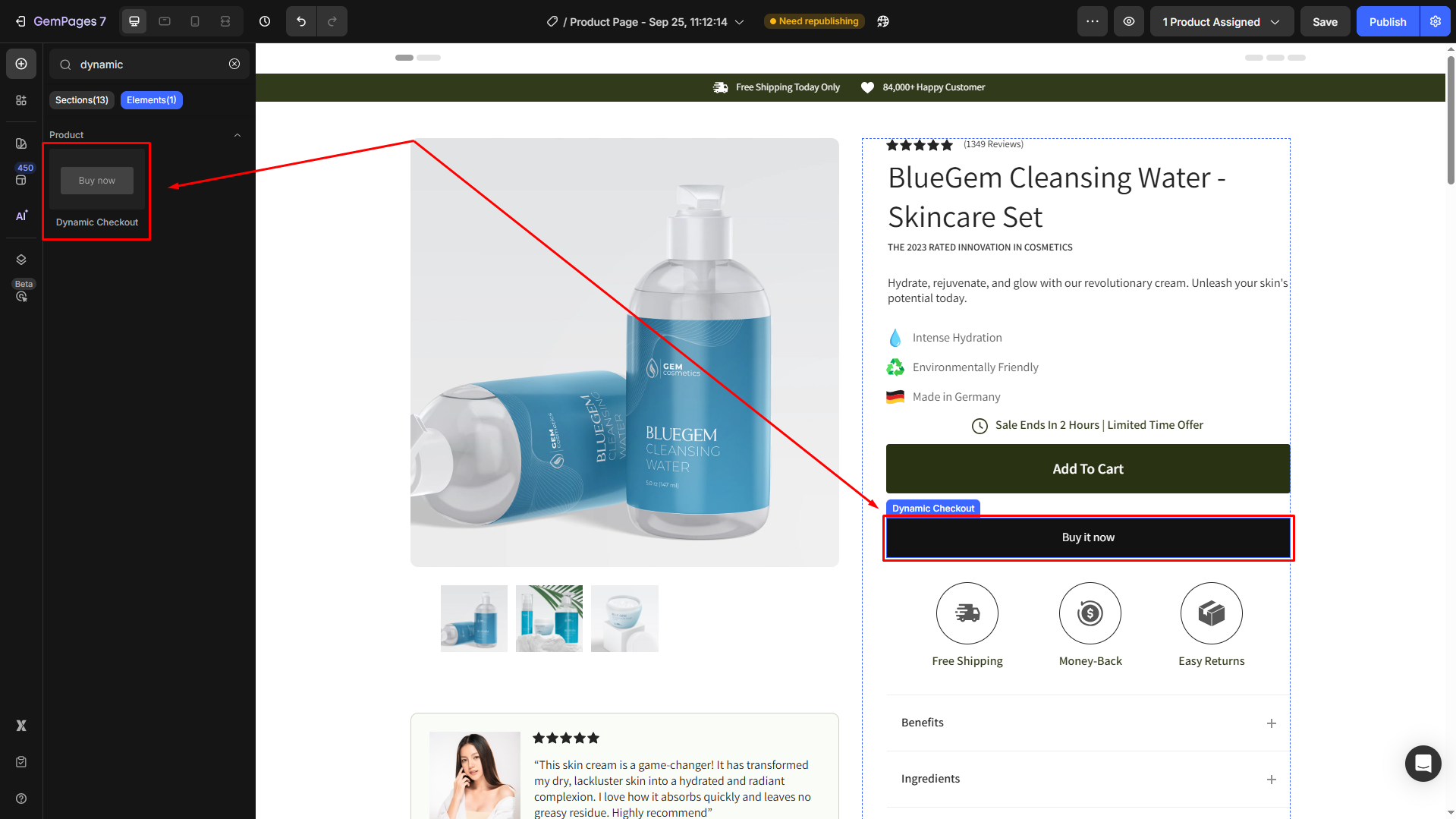 Add Dynamic Checkout Button element