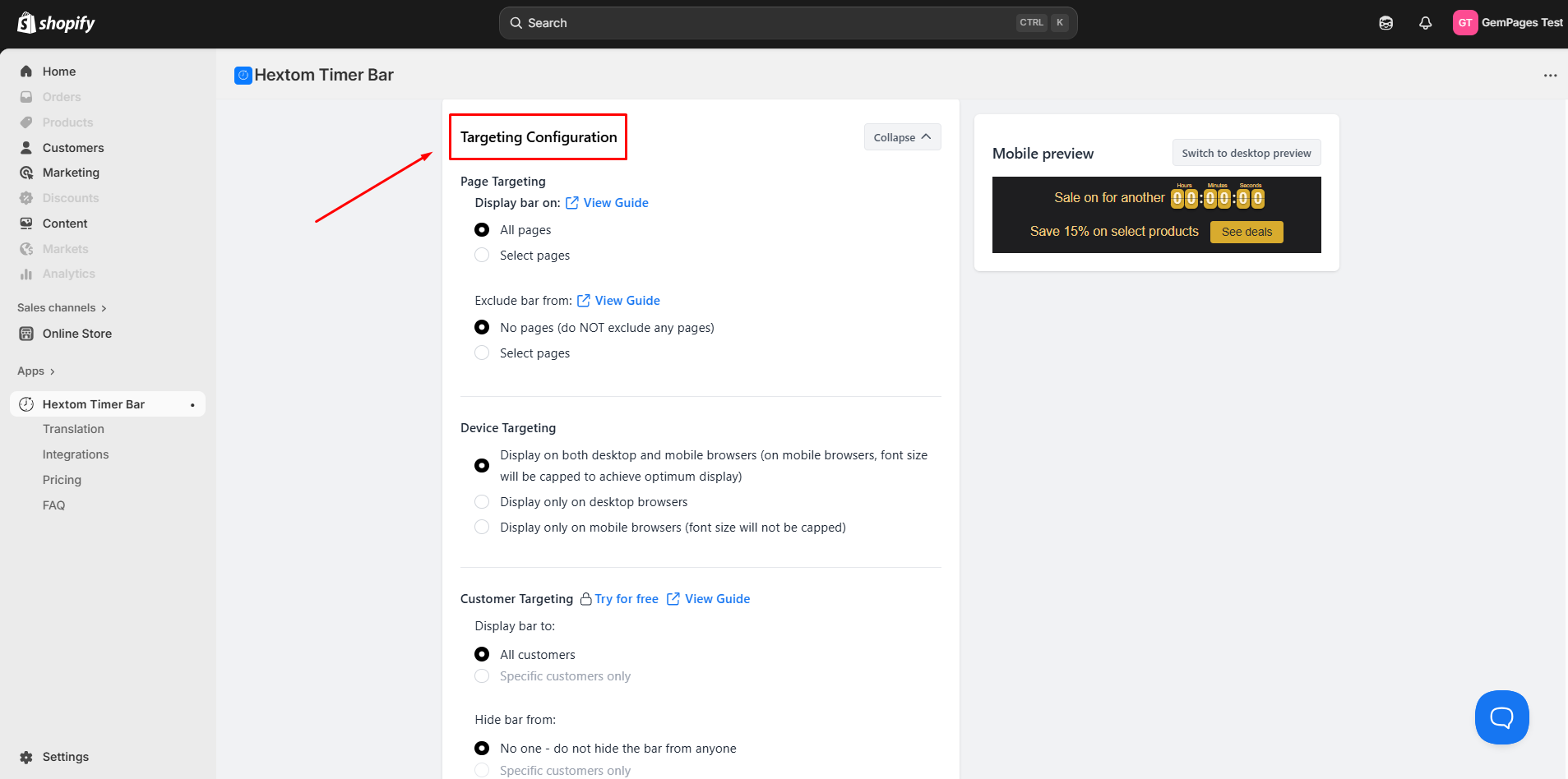 hextom-countdown-timer-app-targeting