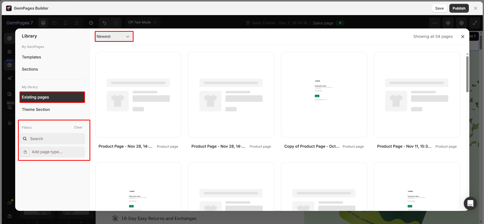 new-library-existing-page