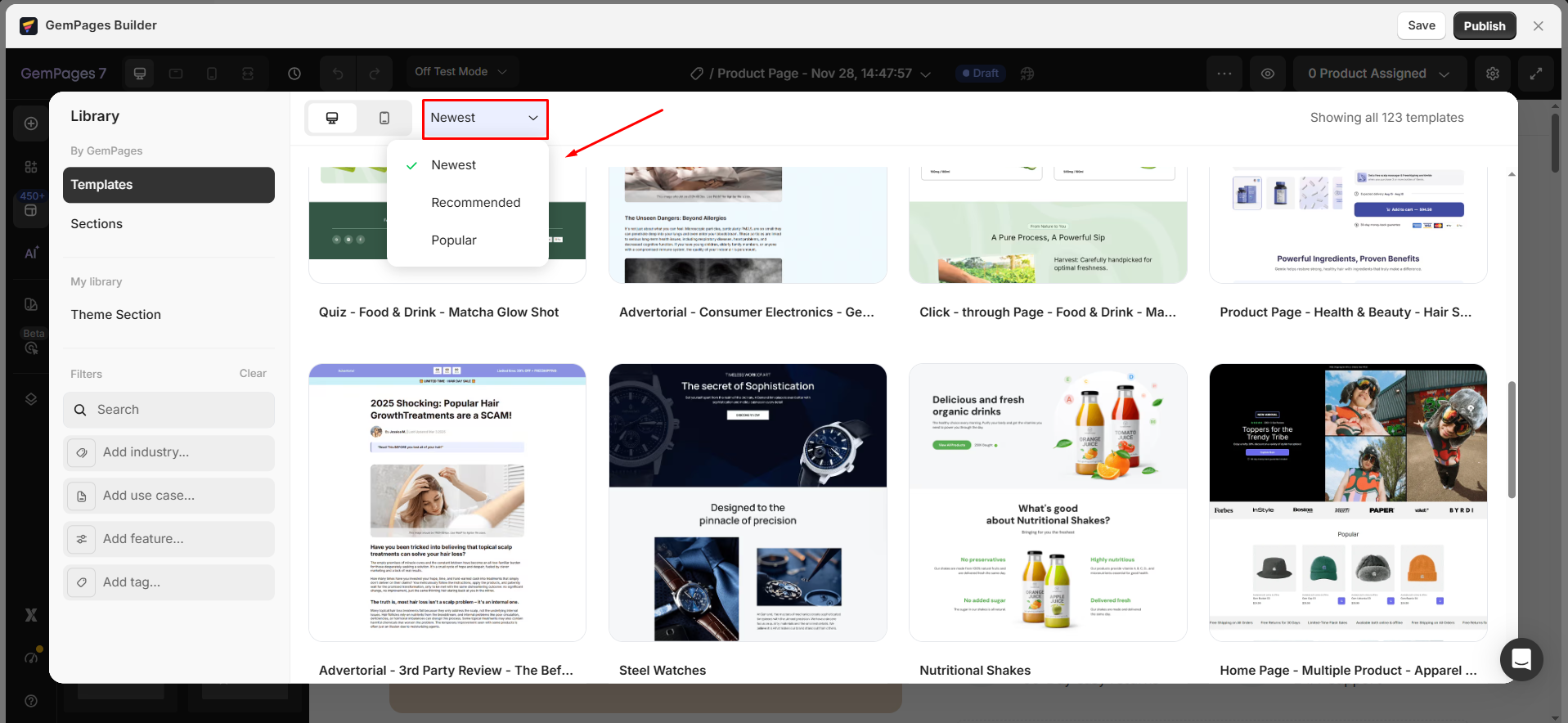 new-library-sorting-option