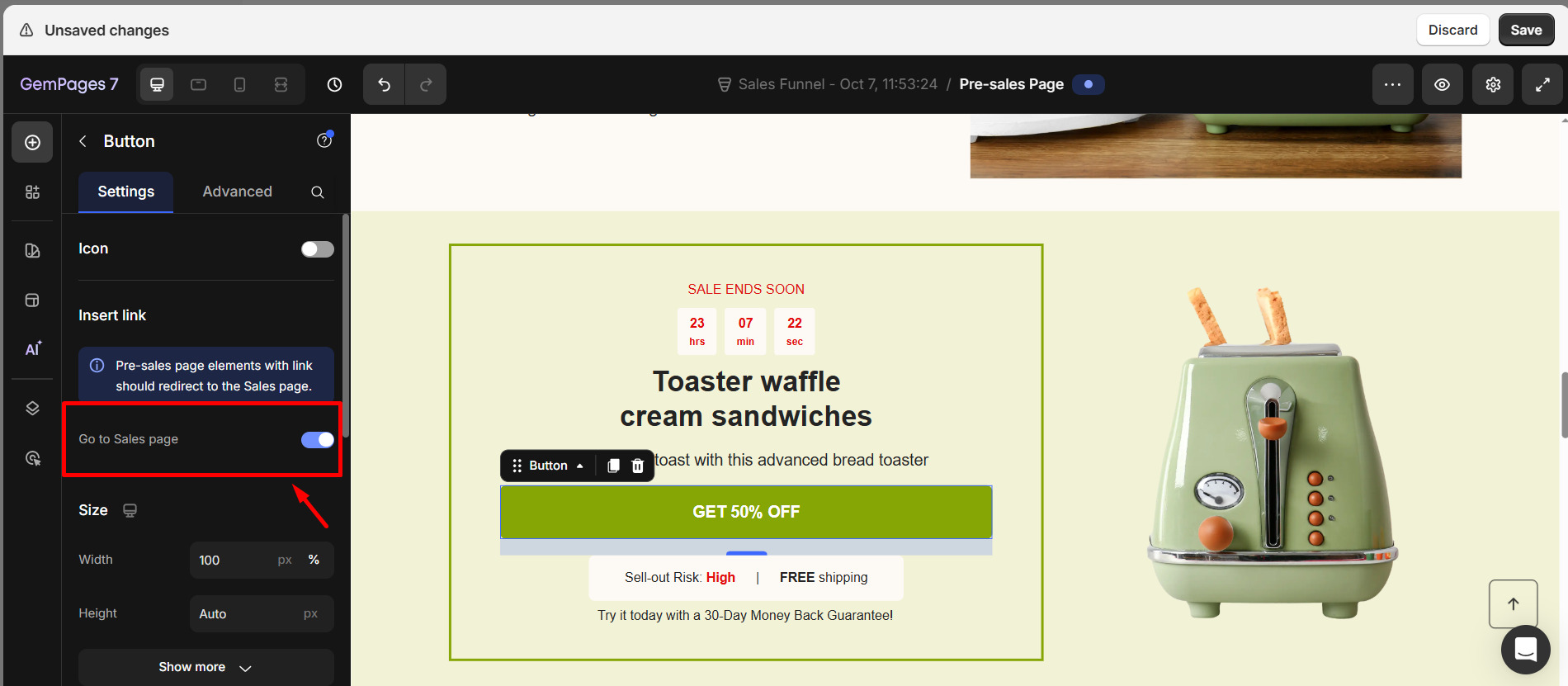 toggle-on-link-presales-page