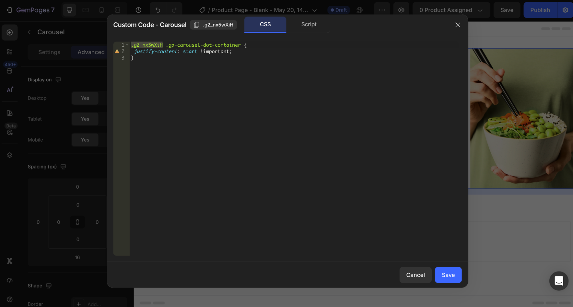 left-align-carousel-dot-custom-code
