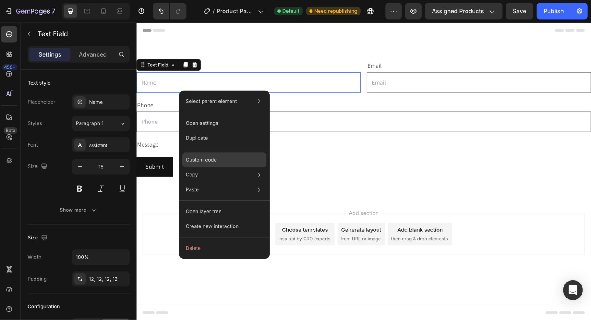 center-placeholder-open-custom-code