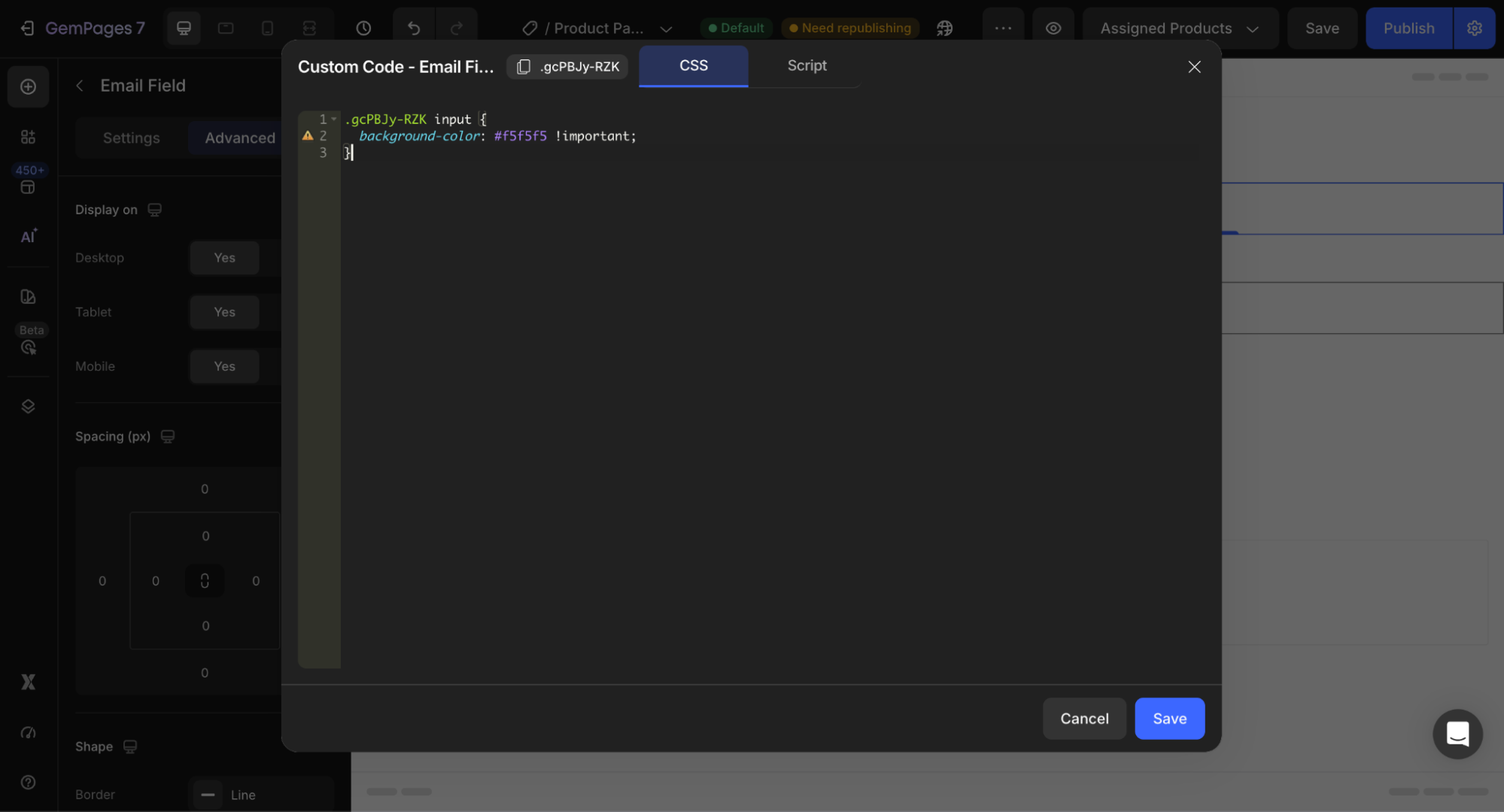 change-email-field-background-paste-code