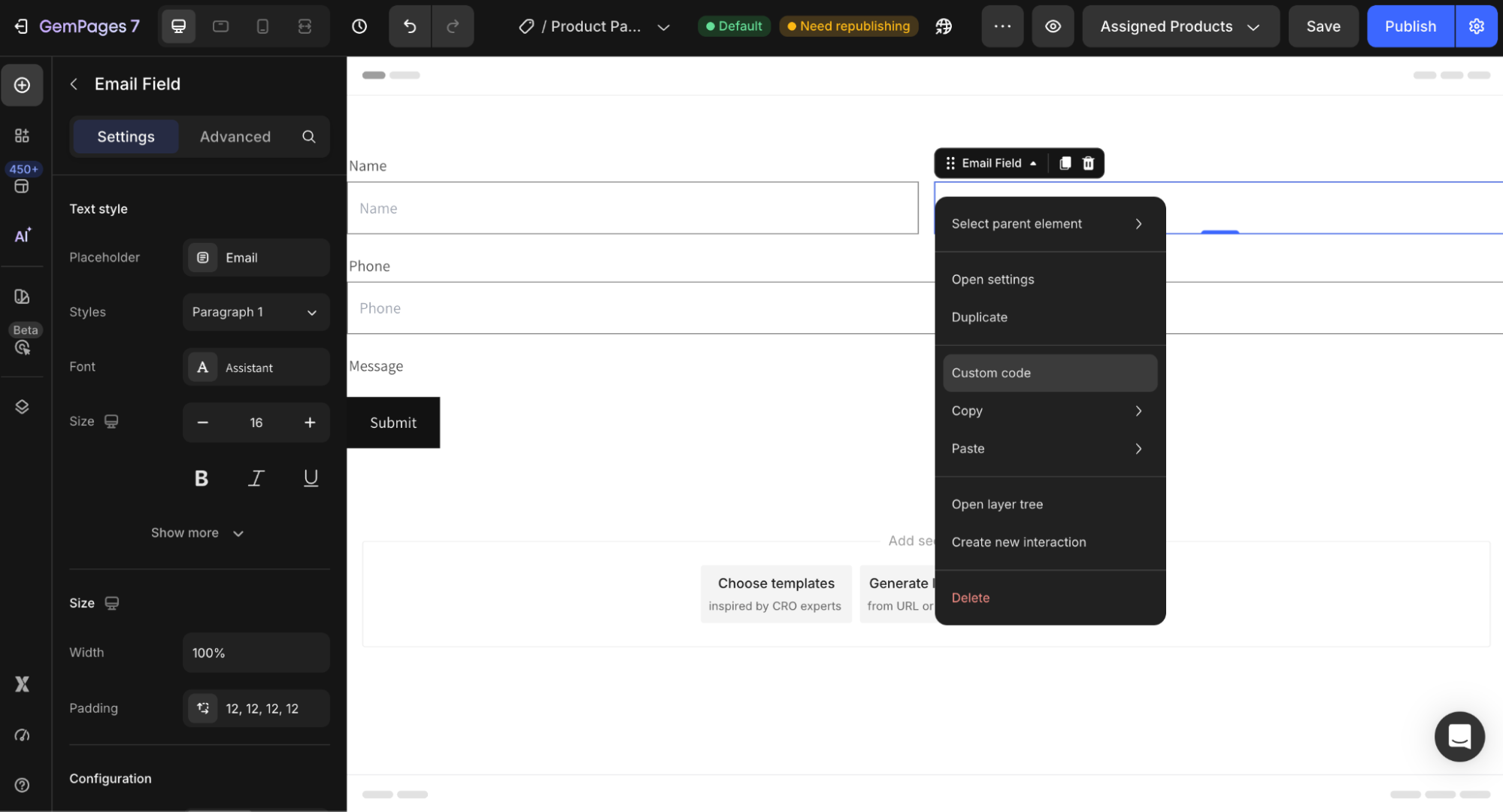 change-email-field-background-open-custom-code-