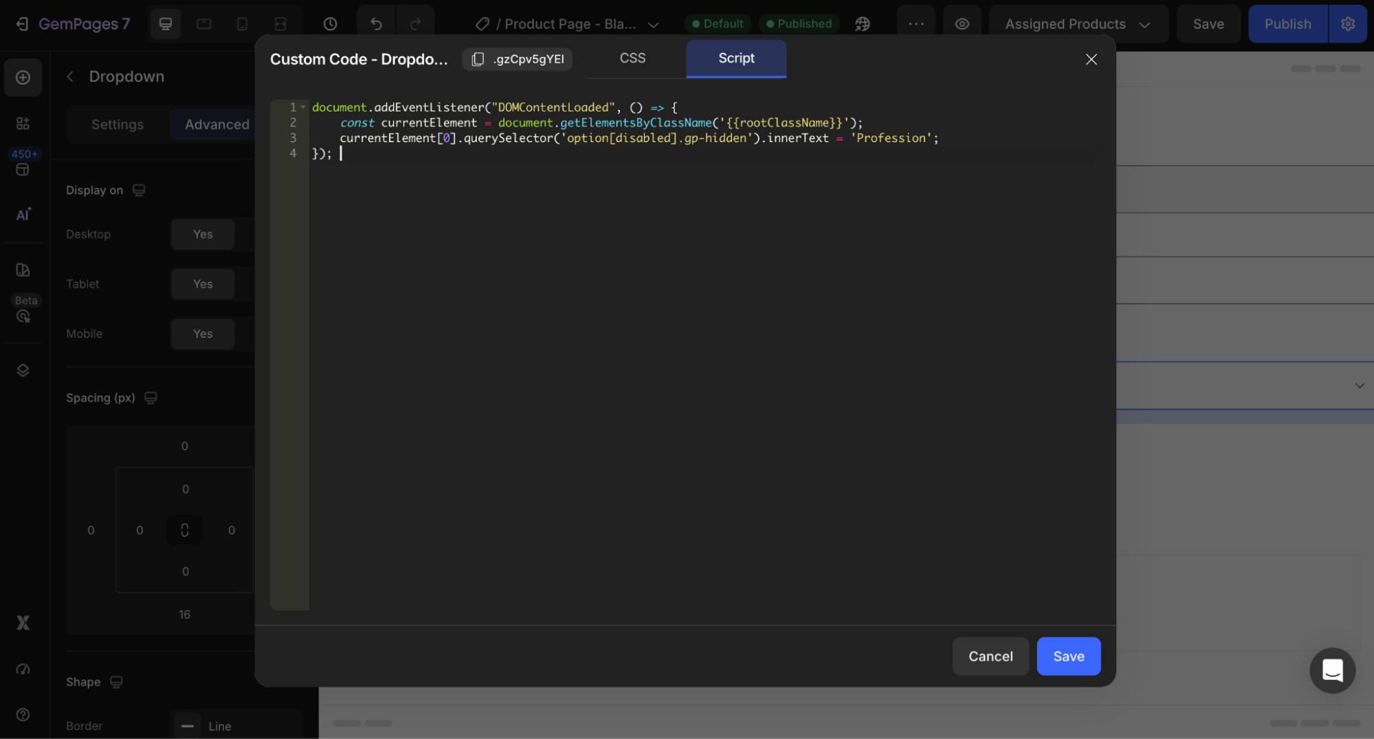 change-default-text-dropdown-paste-code