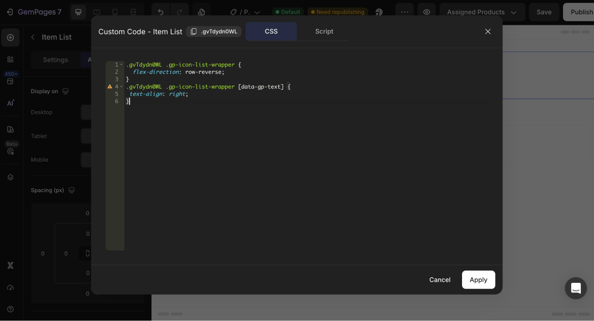 rtl-item-list-paste-code
