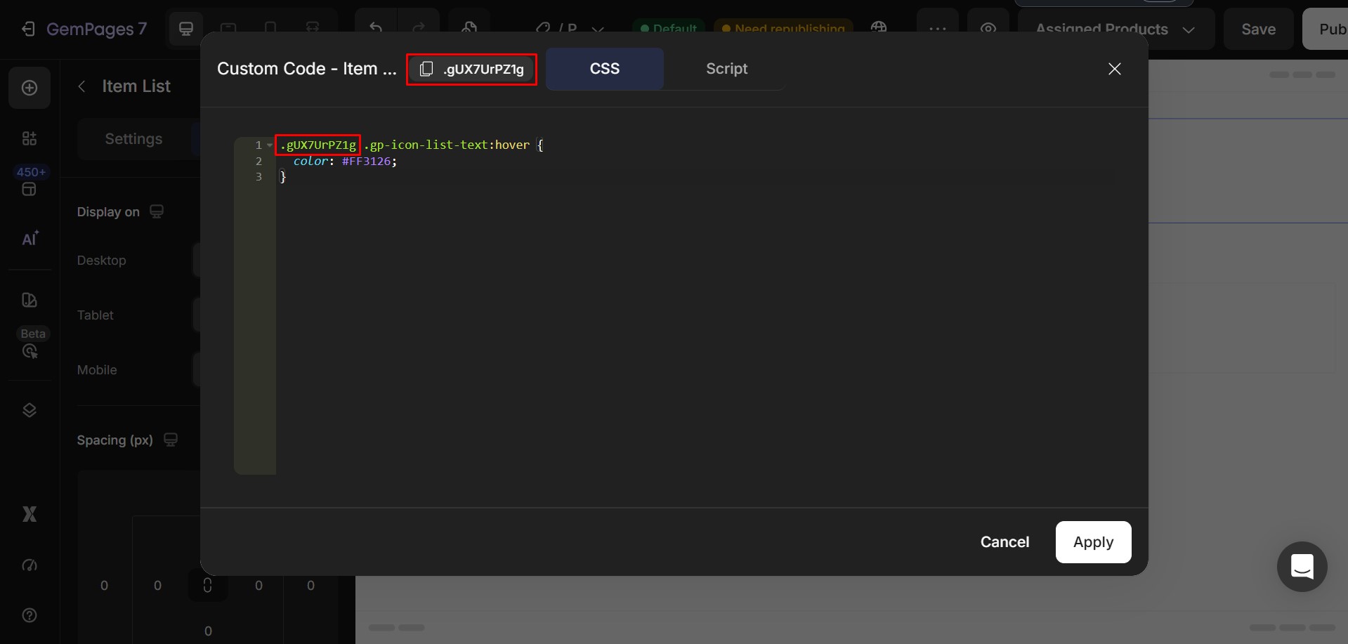 item-list-text-color-paste-code